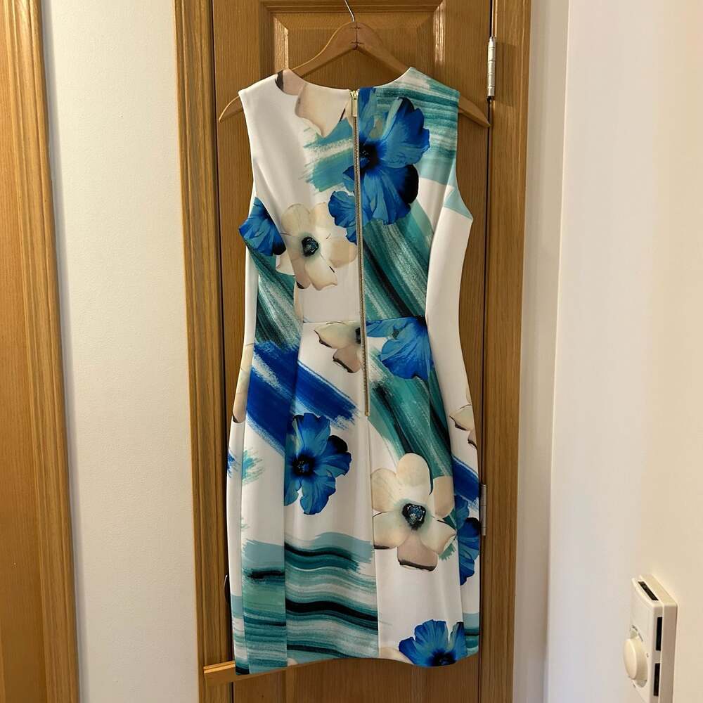 Calvin Klein Sleeveless Floral Print Sheath Dress Size 10 - Picture 2 of 4